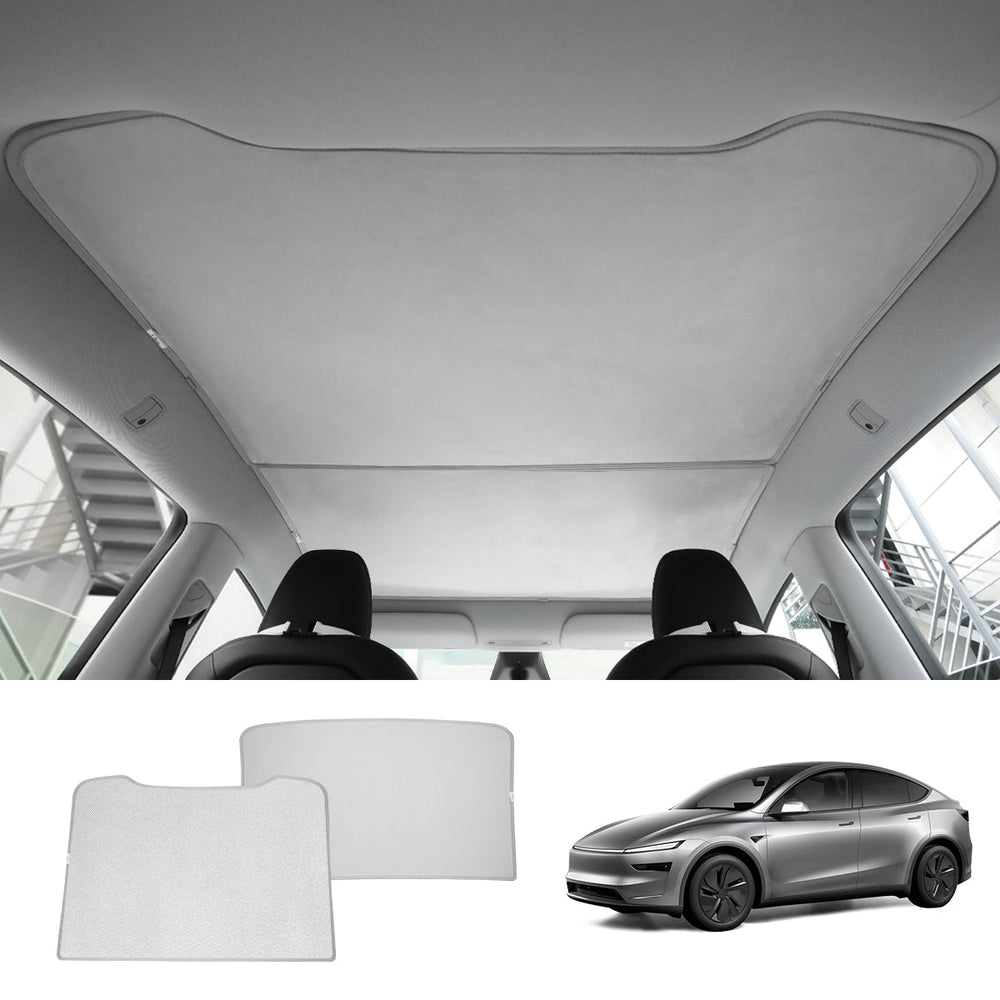 Alcantara Split Nano Ice Crystal Glass Roof Sunshade for Tesla Model Y Juniper 2025+ - T-Launch