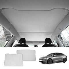 Alcantara Split Nano Ice Crystal Glass Roof Sunshade for Tesla Model Y Juniper 2025+ - T-Launch