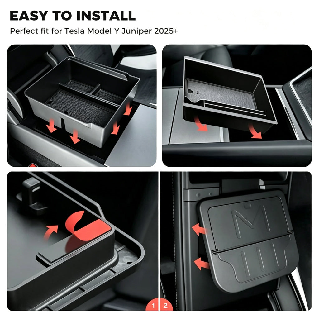 Center Console Organizer and Armrest Box for Tesla Model Y Juniper 2025+