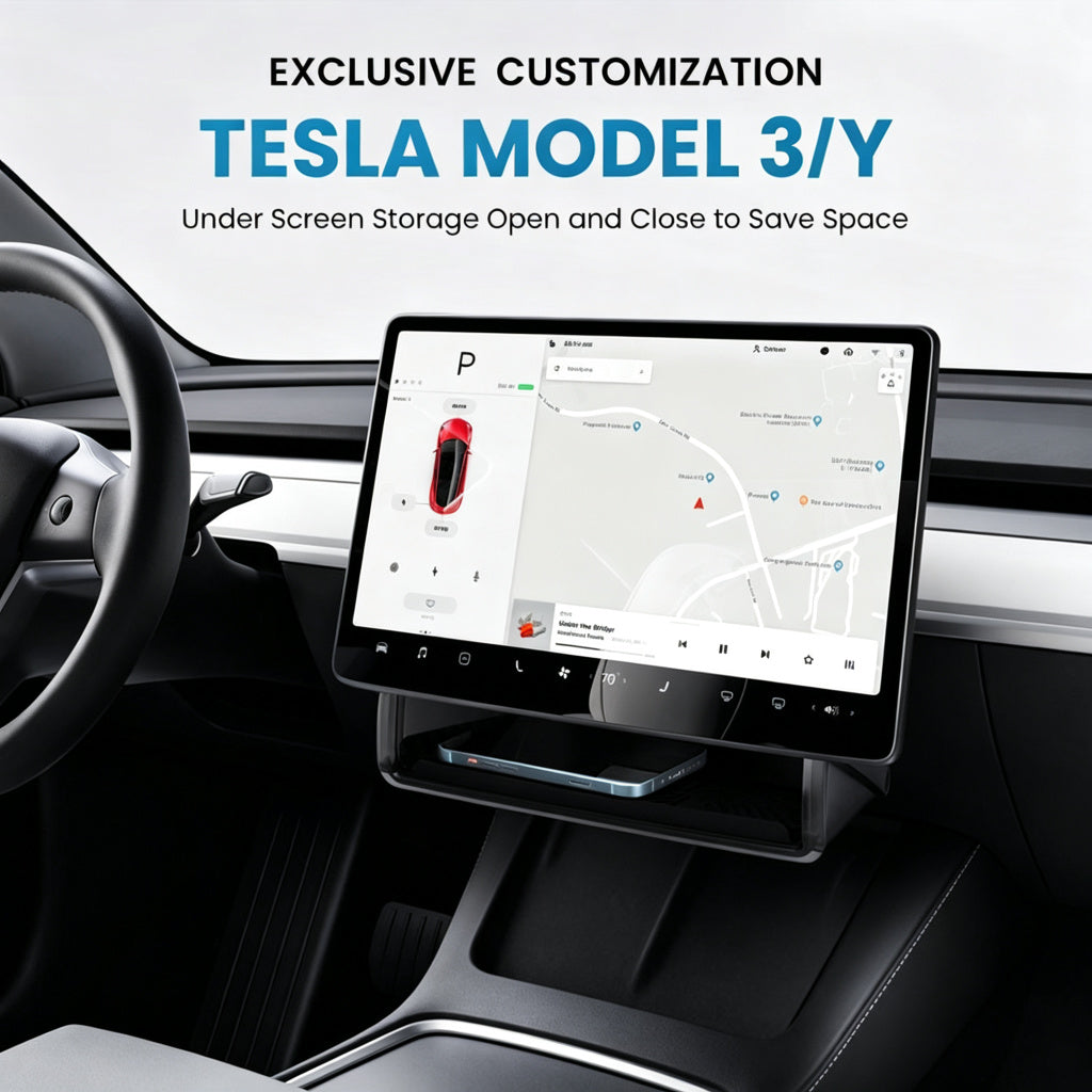 Model 3/Y Hidden Foldable Central Control Screen Lower Storage Box for Tesla