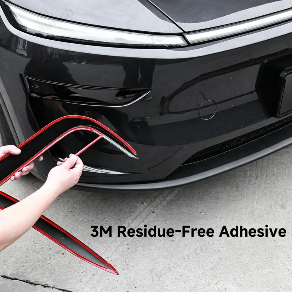3-Piece Front Lip Spoiler & Fog Light Trim & Split-Type Side Skirts for Tesla Model Y Juniper 2025+