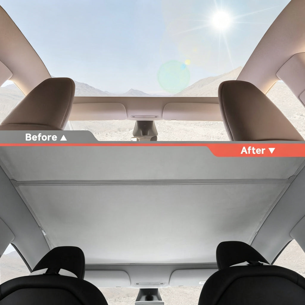 Alcantara Split Nano Ice Crystal Glass Roof Sunshade for Tesla Model Y Juniper 2025+