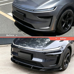 3-Piece Front Lip Spoiler & Fog Light Trim & Split-Type Side Skirts for Tesla Model Y Juniper 2025+