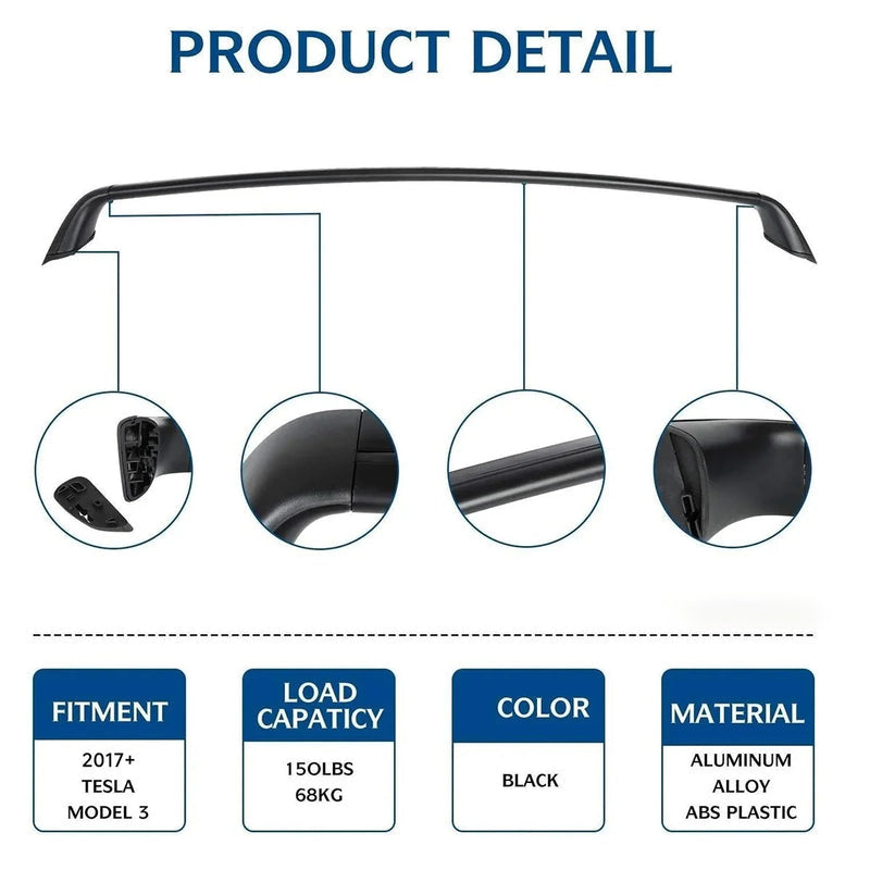 Model 3 & Model Y Aluminum Roof Rack Cargo Cross Bars (Set of 2) for Tesla (2017+)