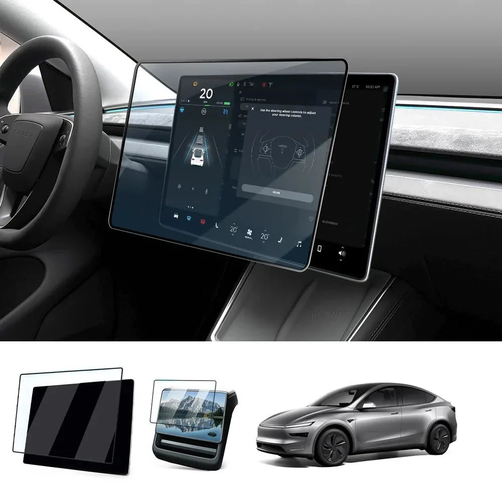 16" Front & Rear 9H Tempered Glass Screen Protector for Tesla Model Y Juniper 2026+ - T-Launch