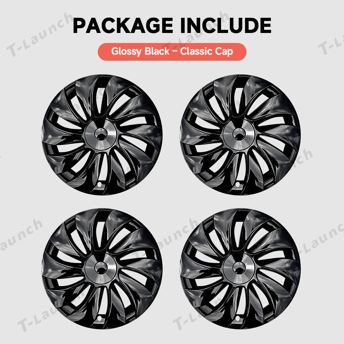 19'' Crossflow Hubcaps Wheel Covers – Spiral Spoke Style for Tesla Model Y Juniper 2025+ (Set of 4)