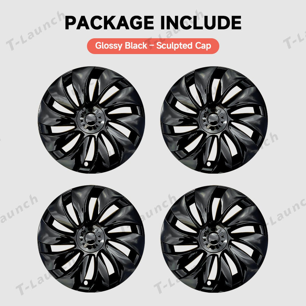 19'' Crossflow Hubcaps Wheel Covers – Spiral Spoke Style for Tesla Model Y Juniper 2025+ (Set of 4)