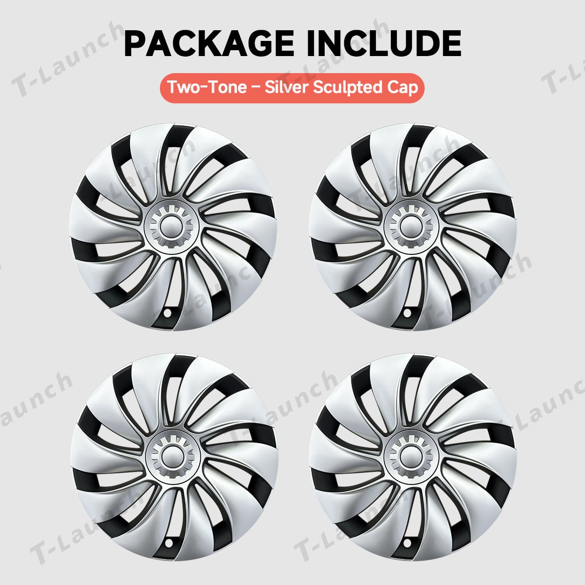 19'' Crossflow Hubcaps Wheel Covers – Spiral Spoke Style for Tesla Model Y Juniper 2025+ (Set of 4)