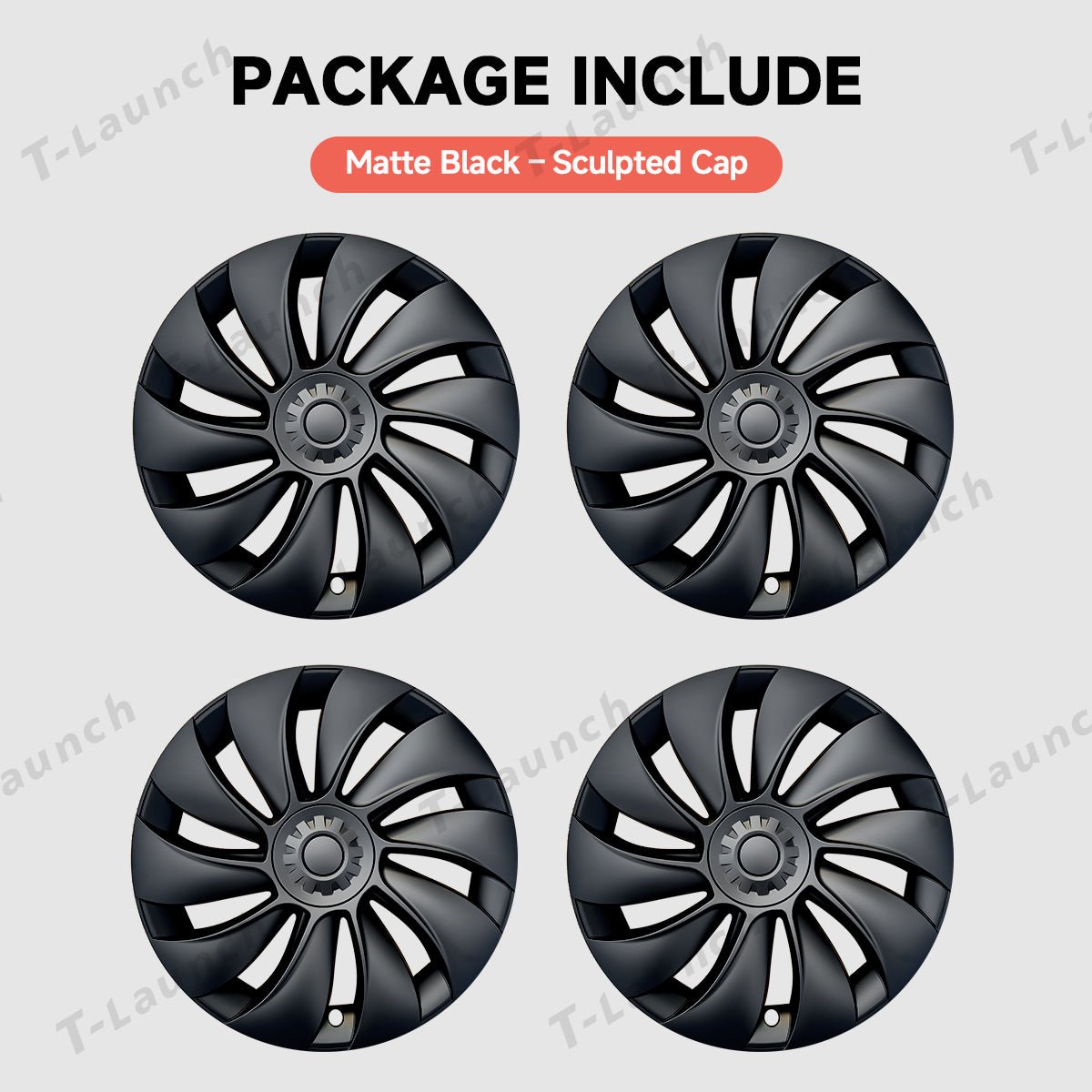 19'' Crossflow Hubcaps Wheel Covers – Spiral Spoke Style for Tesla Model Y Juniper 2025+ (Set of 4)