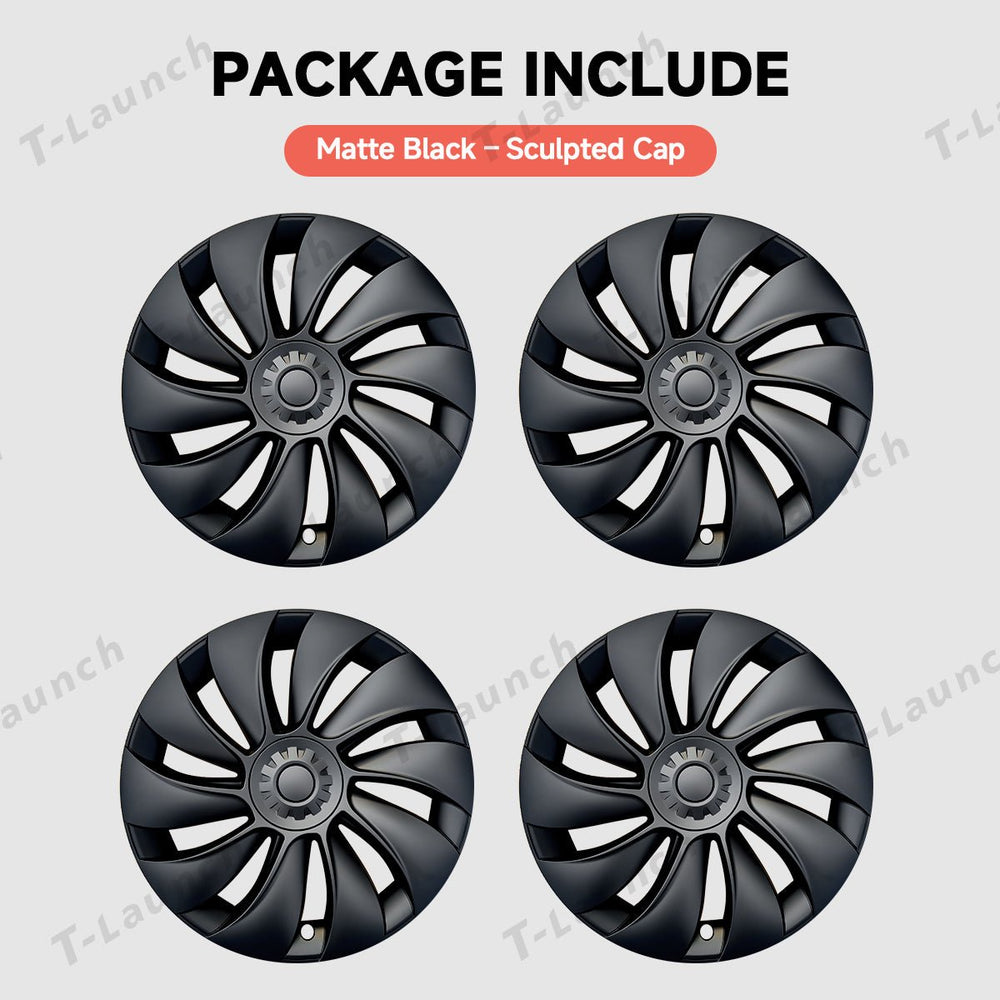 19'' Crossflow Hubcaps Wheel Covers – Spiral Spoke Style for Tesla Model Y Juniper 2025+ (Set of 4)
