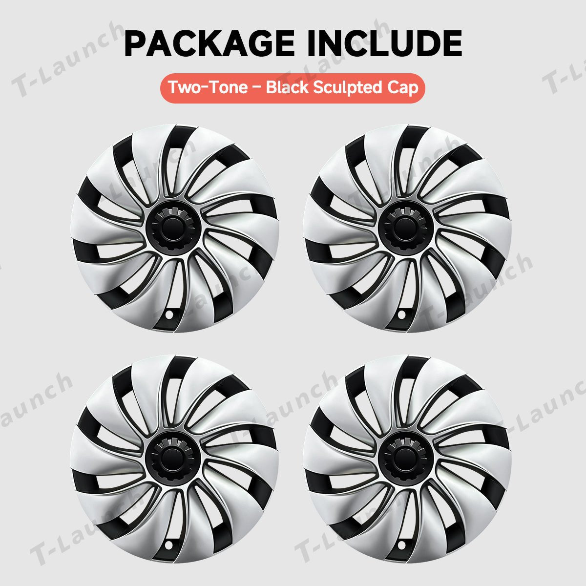 19'' Crossflow Hubcaps Wheel Covers – Spiral Spoke Style for Tesla Model Y Juniper 2025+ (Set of 4)