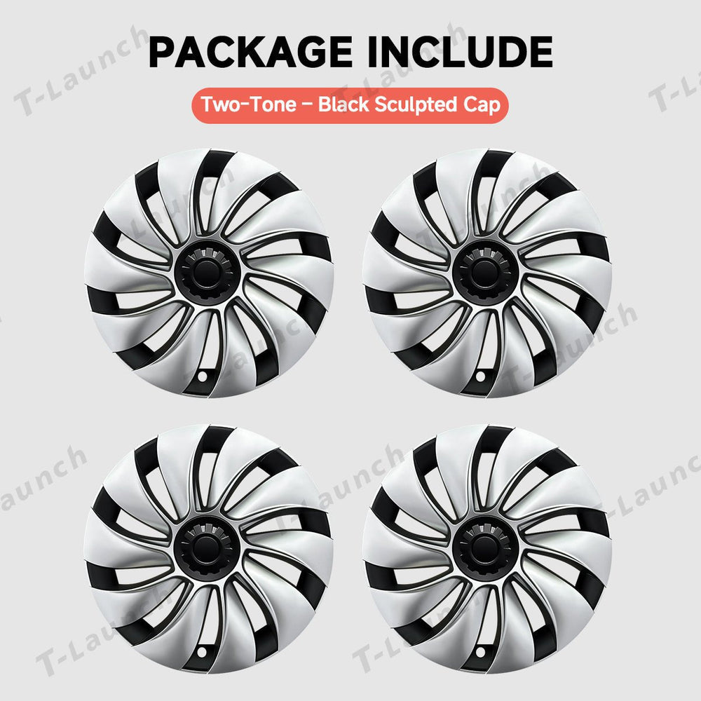 19'' Crossflow Hubcaps Wheel Covers – Spiral Spoke Style for Tesla Model Y Juniper 2025+ (Set of 4)