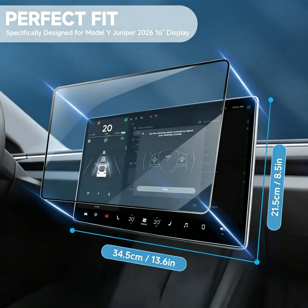 16" Front & Rear 9H Tempered Glass Screen Protector for Tesla Model Y Juniper 2026+