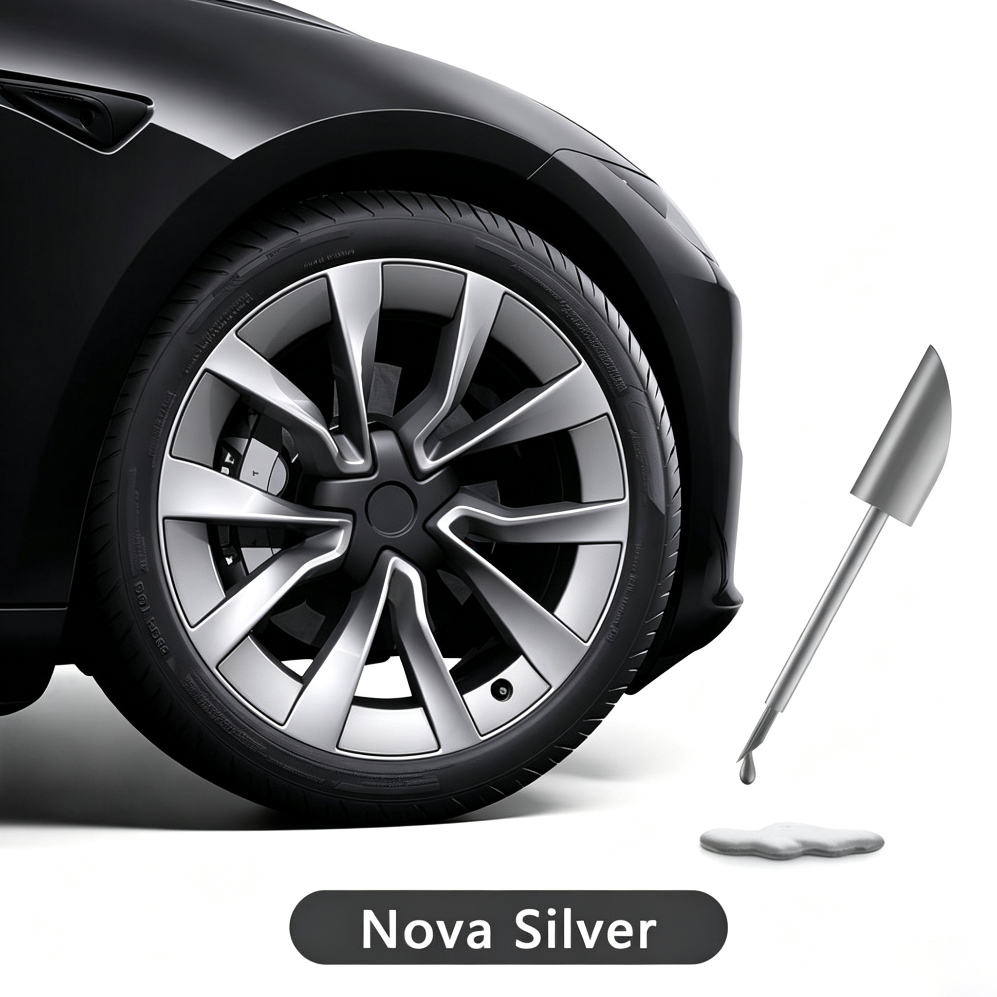 Wheel Rims Touch Up Paint for Tesla 2024+ Model 3 Highland - DIY Curb Rash Repair with Color-matched Touch Up Paint