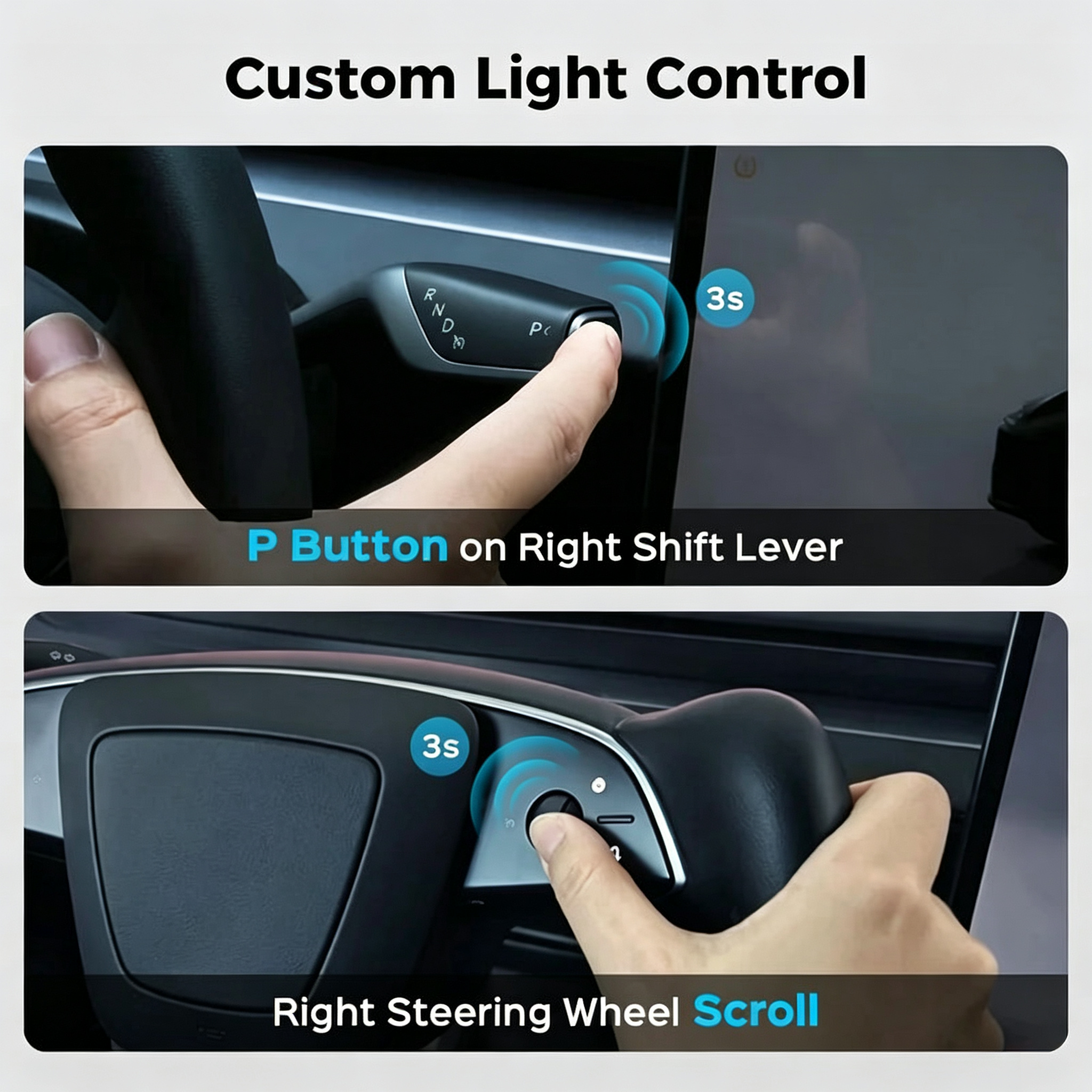 Electric Door Handle for Tesla Model 3/Y - Automatic Pop Up, RGB Light Strip (4 Pcs)