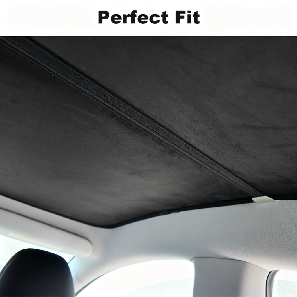 Alcantara Split Nano Ice Crystal Glass Roof Sunshade for Tesla Model Y Juniper 2025+