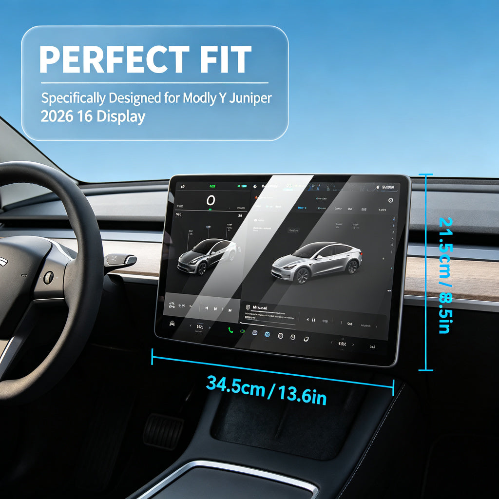 16" Front & Rear 9H Tempered Glass Screen Protector for Tesla Model Y Juniper 2026+