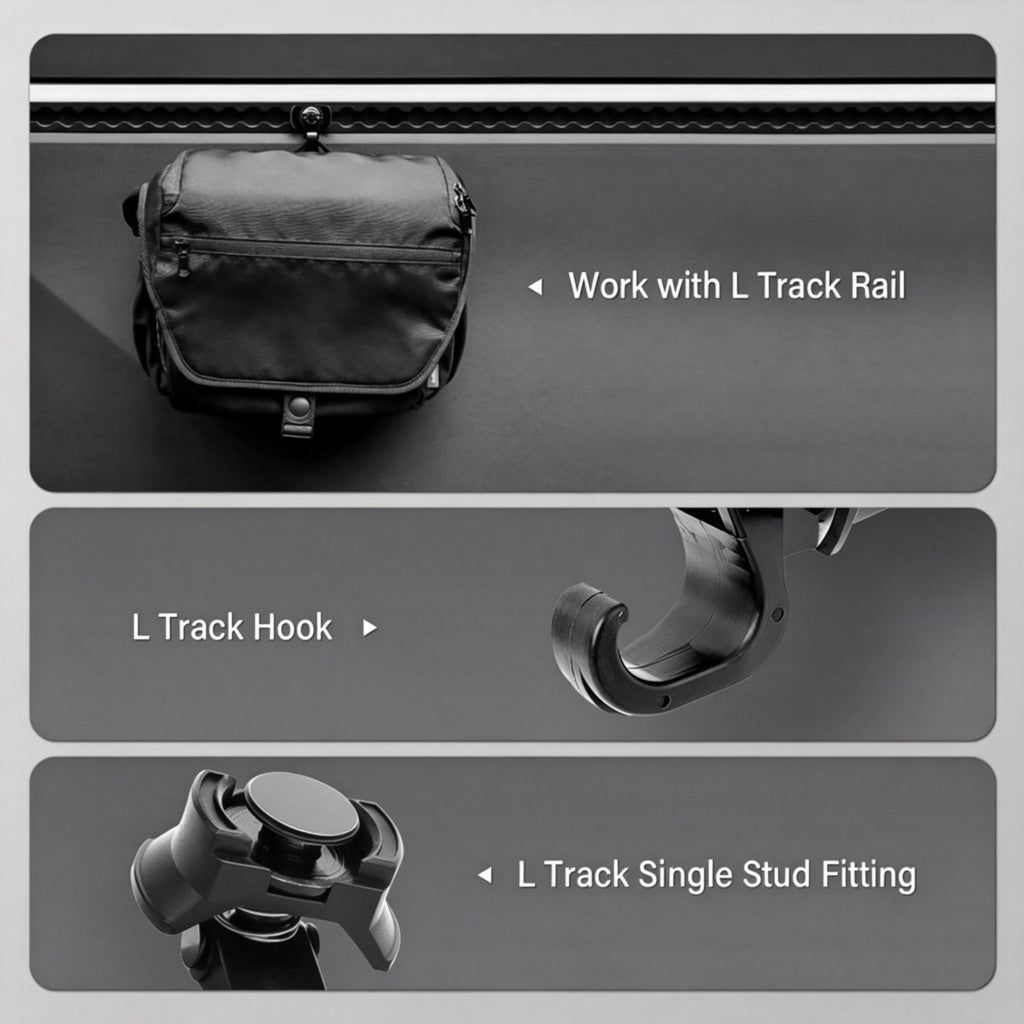 Adjustable L-Track Single Stud Gear Hook for Cybertruck