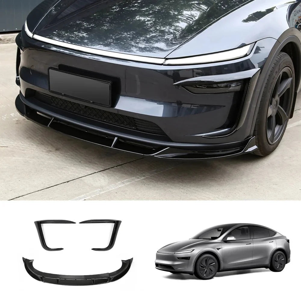 3-Piece Front Lip Spoiler & Fog Light Trim & Split-Type Side Skirts for Tesla Model Y Juniper 2025+ - T-Launch