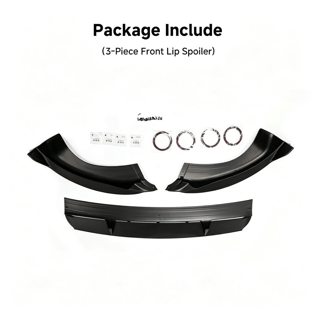 3-Piece Front Lip Spoiler & Fog Light Trim & Split-Type Side Skirts for Tesla Model Y Juniper 2025+