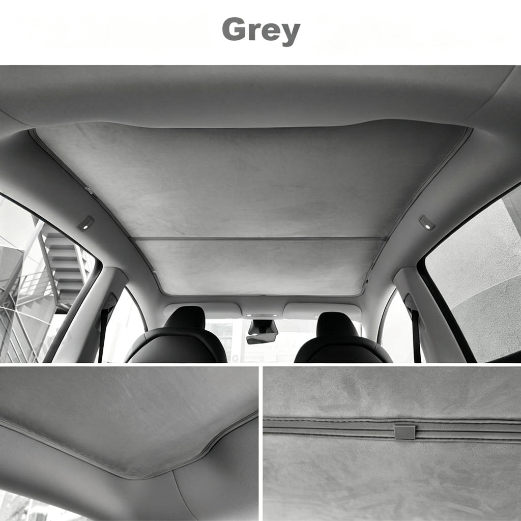 Alcantara Split Nano Ice Crystal Glass Roof Sunshade for Tesla Model Y Juniper 2025+