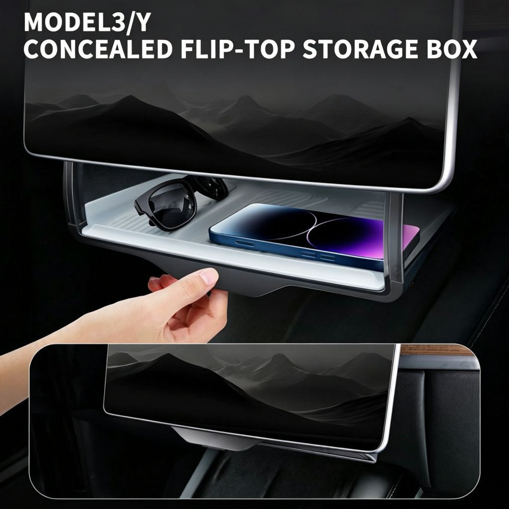 Model 3/Y Hidden Foldable Central Control Screen Lower Storage Box for Tesla