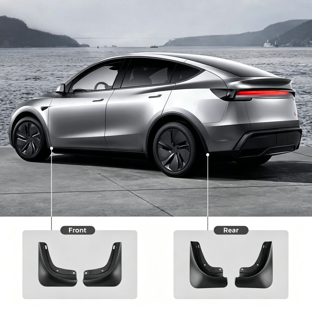 No-Drill Front & Rear Fender Mud Flaps for Tesla Model Y Juniper 2025+（4 PCS）