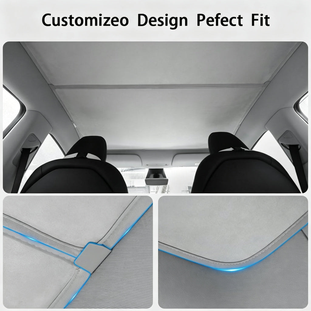 Alcantara Split Nano Ice Crystal Glass Roof Sunshade for Tesla Model Y Juniper 2025+