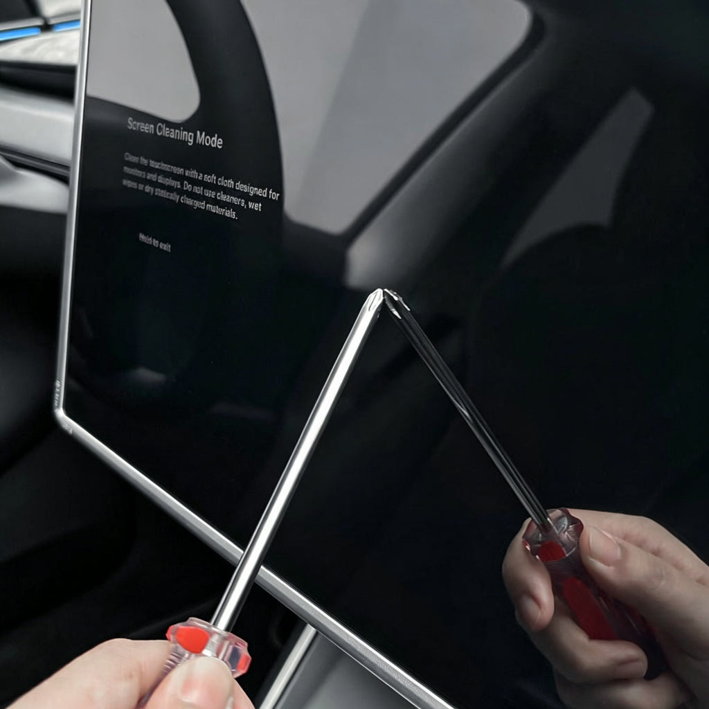 All-in-One Central Screen Tempered Glass & Frame Cover for Tesla Model Y Juniper 2025+