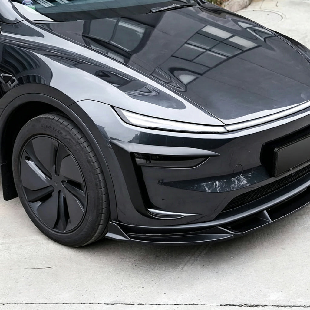 3-Piece Front Lip Spoiler & Fog Light Trim & Split-Type Side Skirts for Tesla Model Y Juniper 2025+