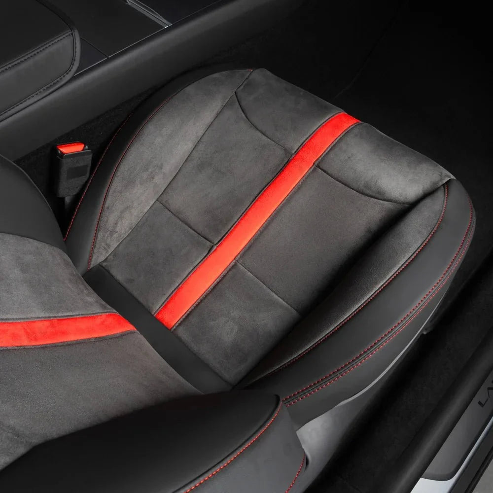 Alcantara All-Inclusive Seat Covers for Tesla Model 3 (2018-2025+) / Model Y (2021-2025+) (Luxury Red Stitching Design) - T-Launch