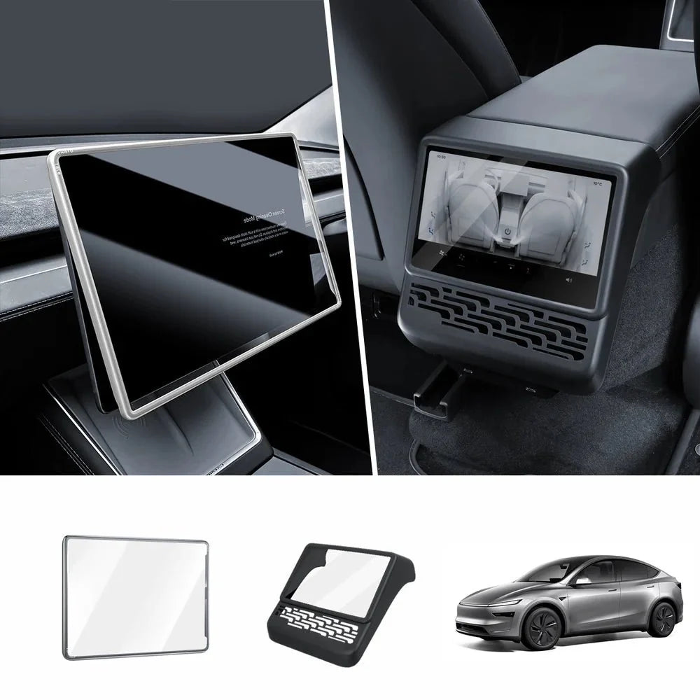 All-in-One Central Screen Tempered Glass & Frame Cover for Tesla Model Y Juniper 2025+ - T-Launch