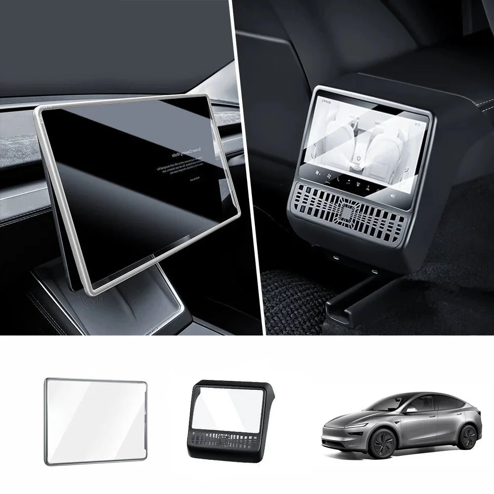 All-in-One Central Screen Tempered Glass & Frame Cover for Tesla Model Y Juniper 2025+ - T-Launch