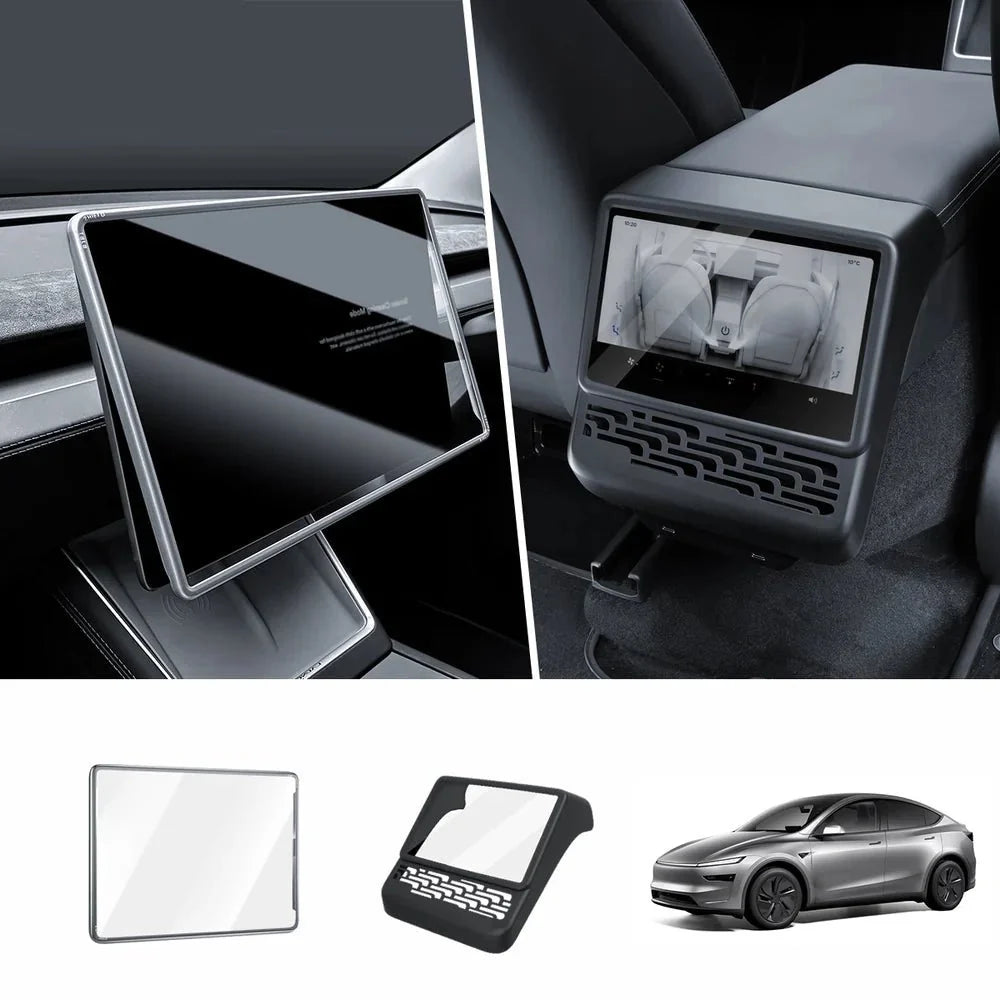 All-in-One Central Screen Tempered Glass & Frame Cover for Tesla Model Y Juniper 2025+ - T-Launch