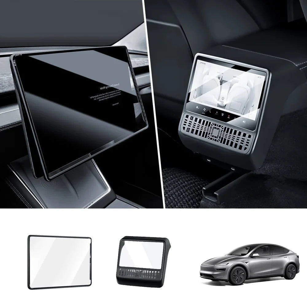 All-in-One Central Screen Tempered Glass & Frame Cover for Tesla Model Y Juniper 2025+ - T-Launch