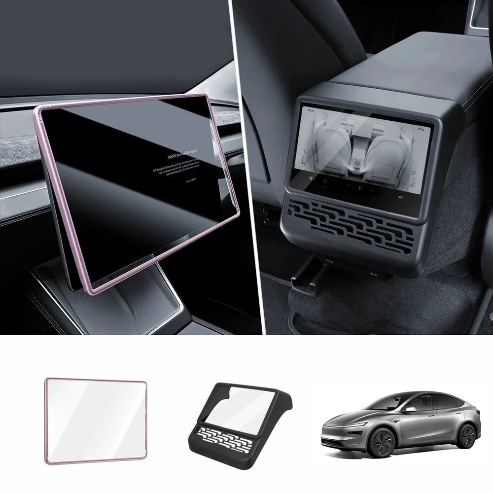 All-in-One Central Screen Tempered Glass & Frame Cover for Tesla Model Y Juniper 2025+ - T-Launch