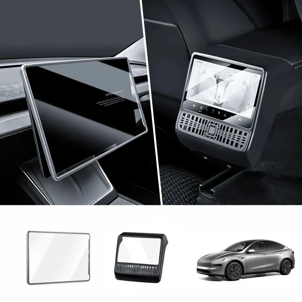 All-in-One Central Screen Tempered Glass & Frame Cover for Tesla Model Y Juniper 2025+ - T-Launch