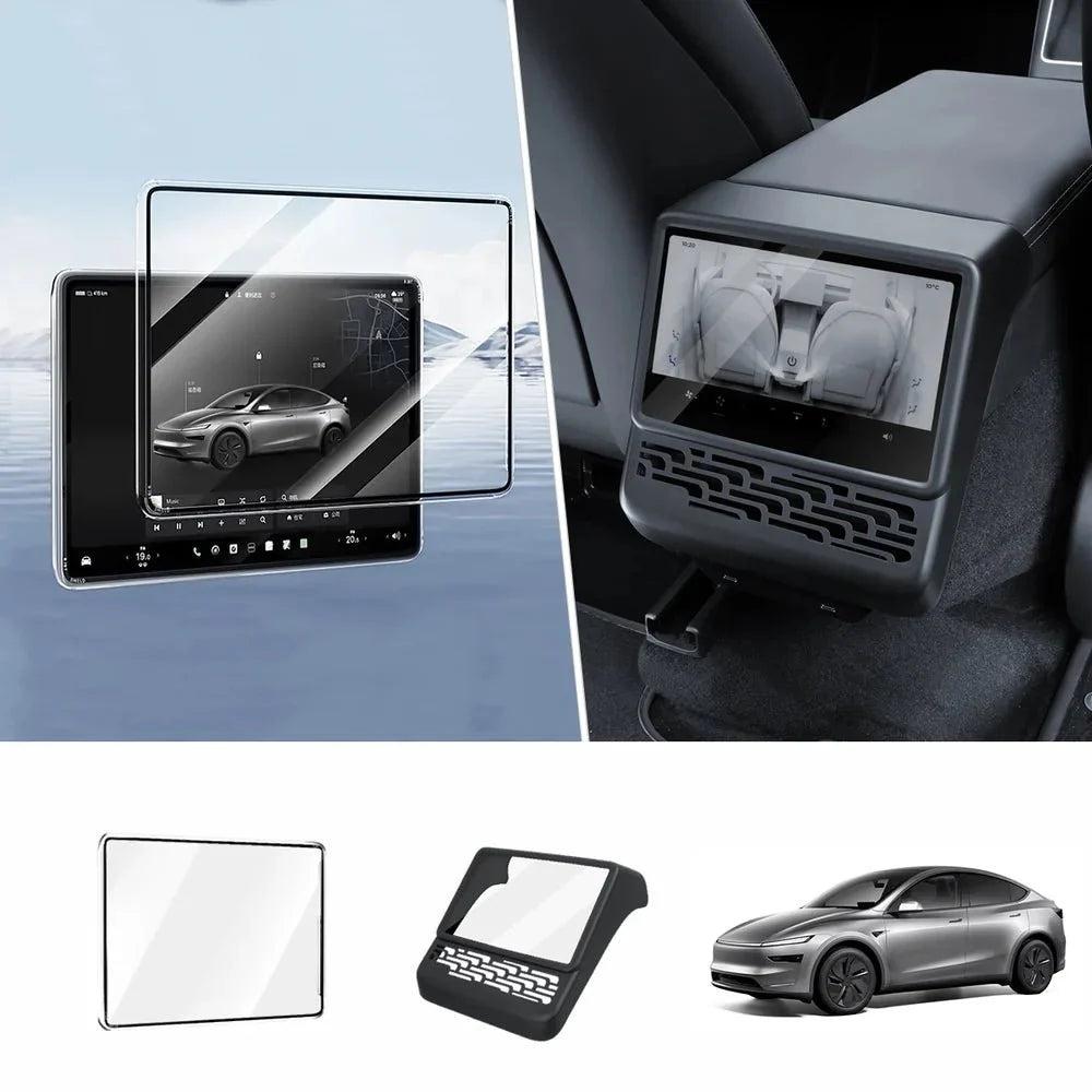 All-in-One Central Screen Tempered Glass & Frame Cover for Tesla Model Y Juniper 2025+ - T-Launch