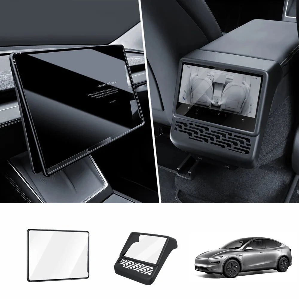All-in-One Central Screen Tempered Glass & Frame Cover for Tesla Model Y Juniper 2025+ - T-Launch