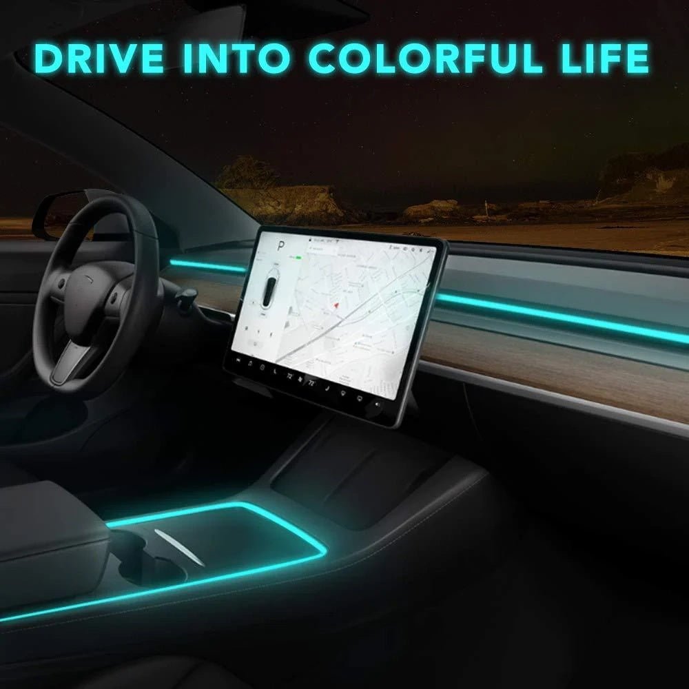 Model 3/Y Interior LED Dashboard + Center Console Light Strip + App Controller for Tesla(2017-2024) - T-Launch