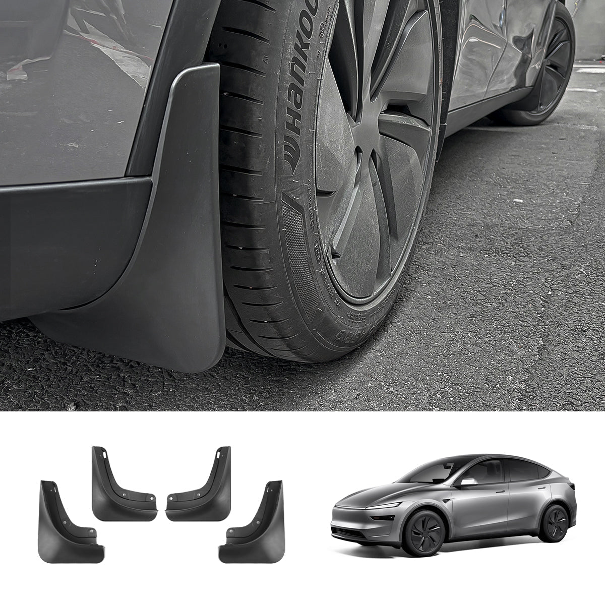 No-Drill Front & Rear Fender Mud Flaps for Tesla Model Y Juniper 2025+（4 PCS） - T-Launch