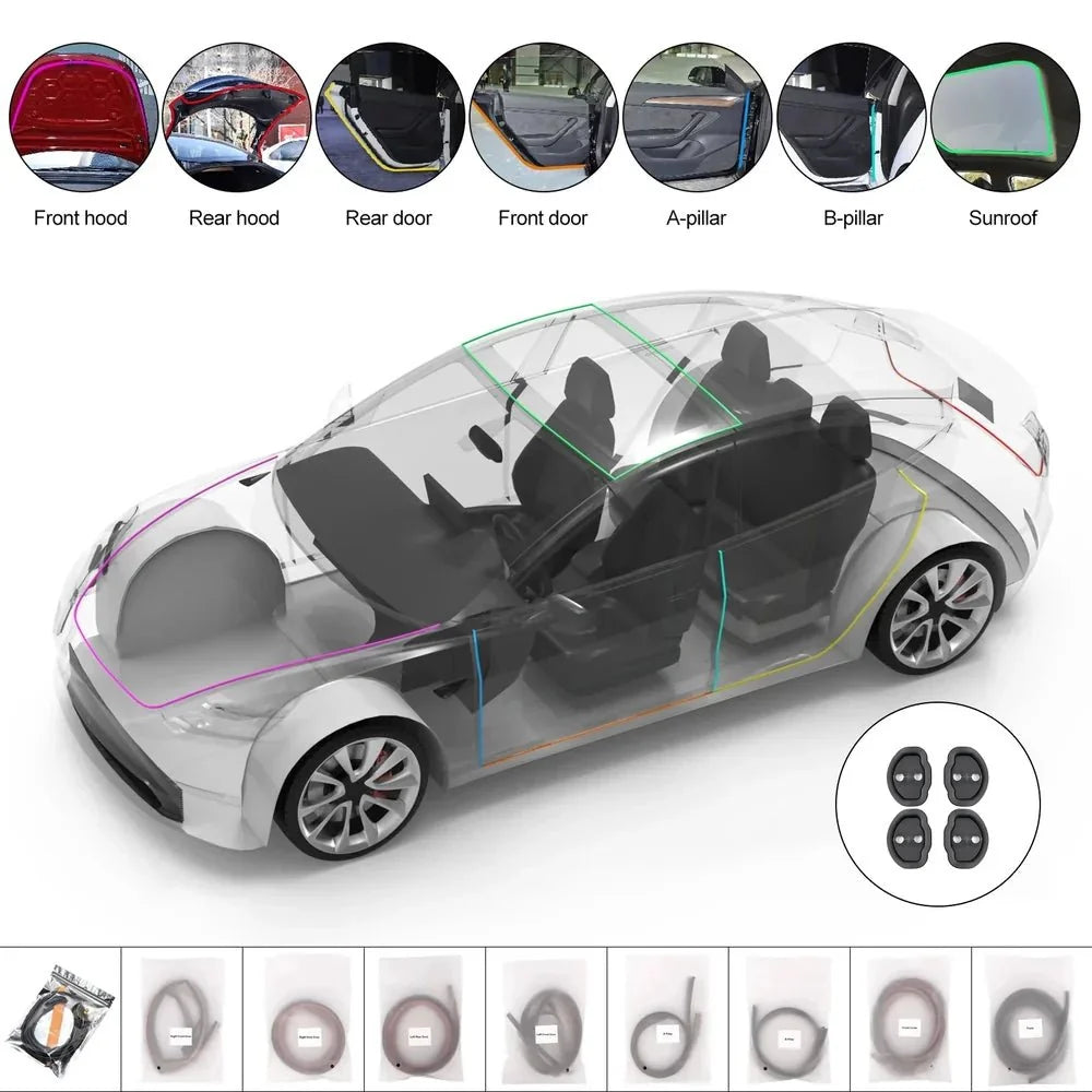 Wind Noise Reduction Kit Quiet Seal Kit For Tesla Model 3/Y Accessories (2017+) - T-Launch